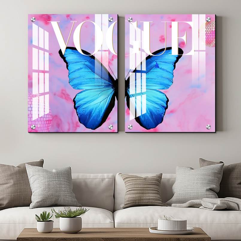 Radiant Wings Butterfly Wood Print Wall Art Set of 2