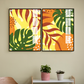 Abstract Botanical Leaf Wood Print Wall Art Set of 2