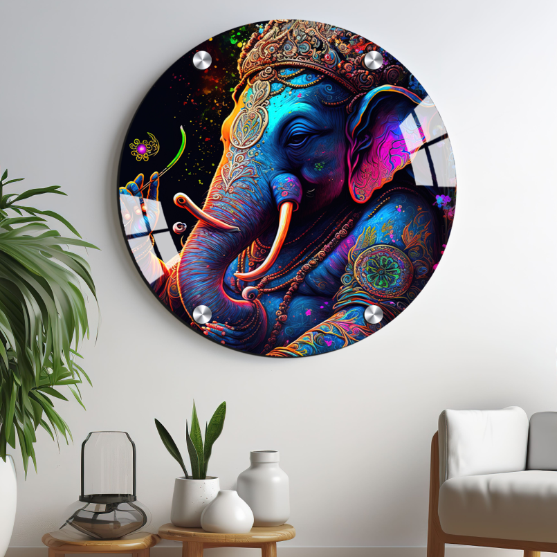 Ganesha Idol Digital Wood Print Wall Art