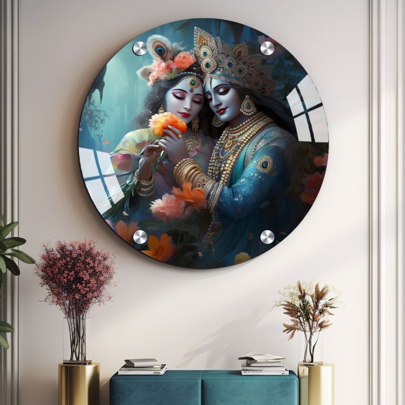 Radha Krishna Digital Wood Print Wall Art