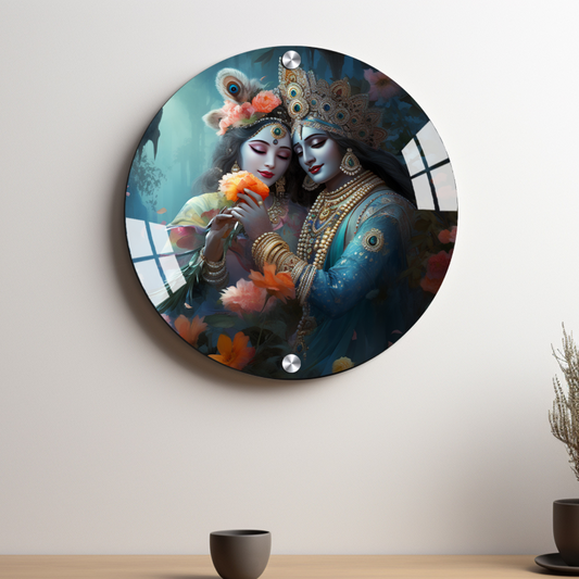 Radha Krishna Digital Wood Print Wall Art