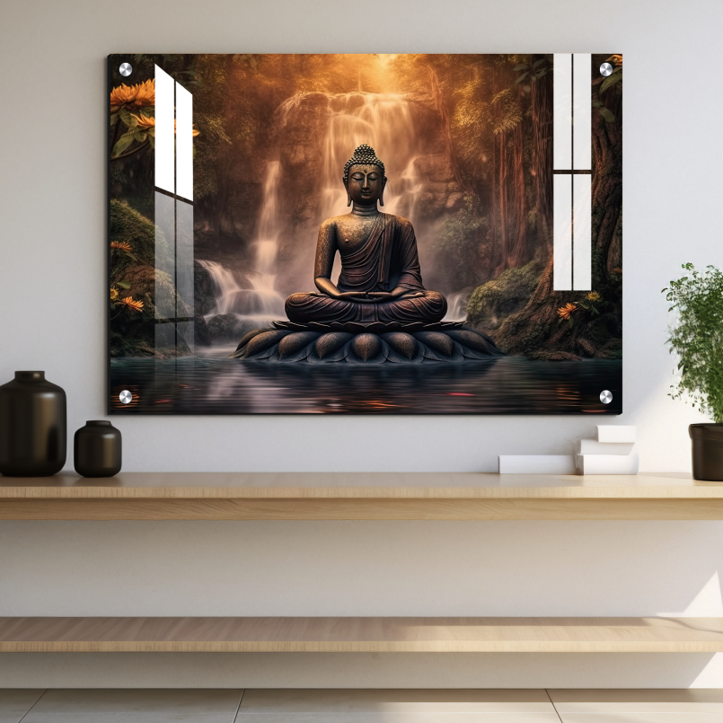 Buddha Meditating in Peace Wood Print Wall Art