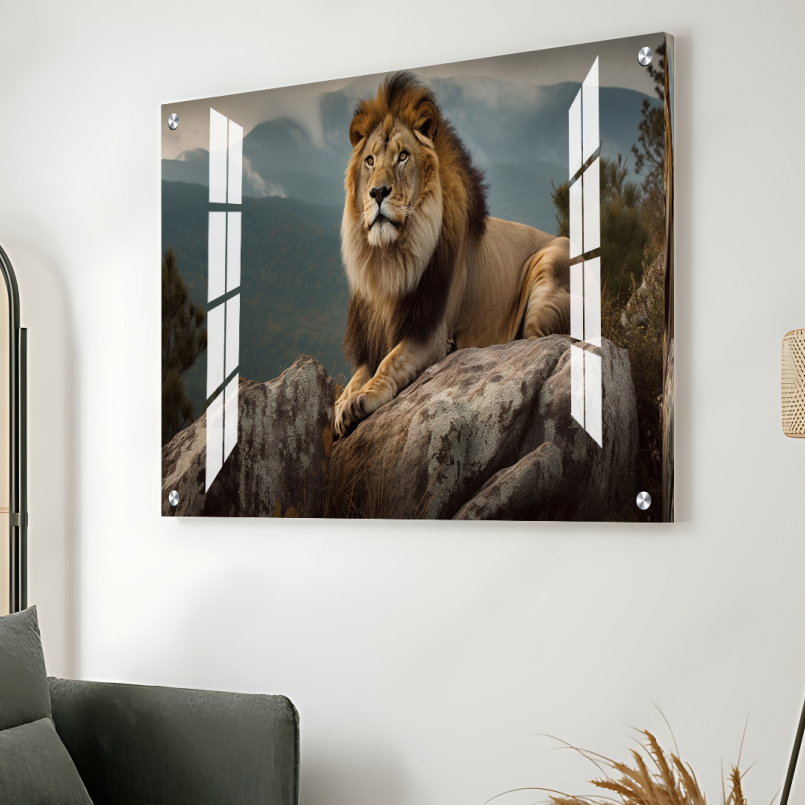 Lion Wood Print Wall Art