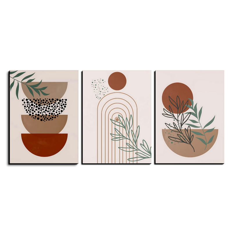 Balancing Stone Boho Wood Print Wall Art Set of 3