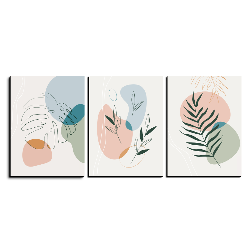 Leaf Boho Wood Print Wall Art Set of 3