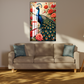 Colorful Peacock and Roses Wood and Acrylic Print Wall Art