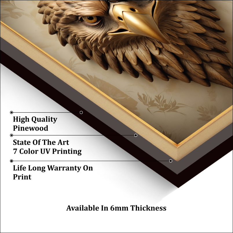 Metallic Eagle Wood Print Wall Art 18x23 Inches