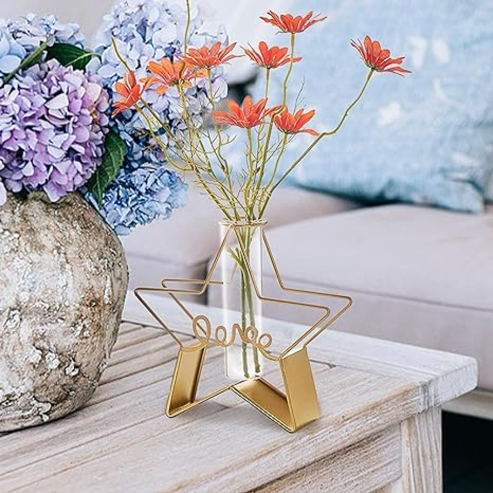 Gold Metal Star Glass Flowervase