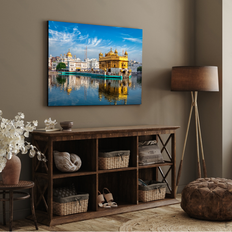 Golden Temple Wood Print Wall Art