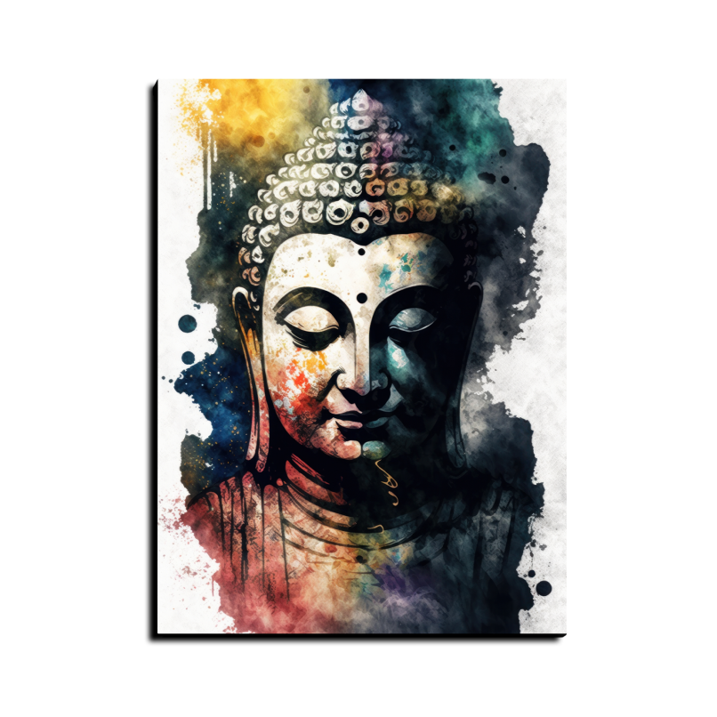 Meditating Buddha Water Color Wood Print Wall Art