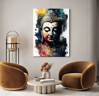 Meditating Buddha Water Color Wood Print Wall Art