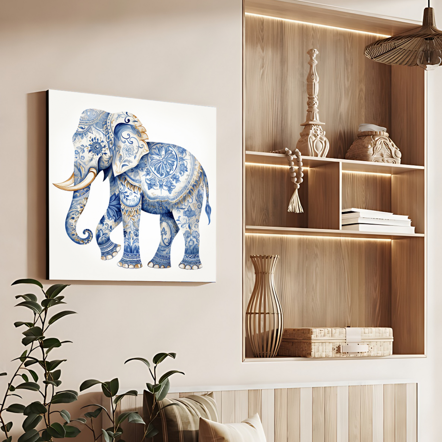 Baby Elephant Wood Print Wall Art For Prosperity and Luck
