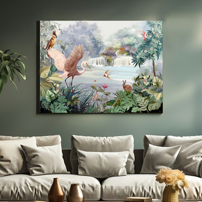 Beautiful Nature With Animals and Birds Wood Print Wall Art