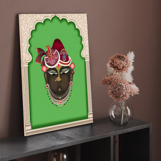 Shrinath Ji Pichwai Wood Print Wall Art Green