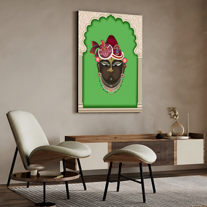 Shrinath Ji Pichwai Wood Print Wall Art Green