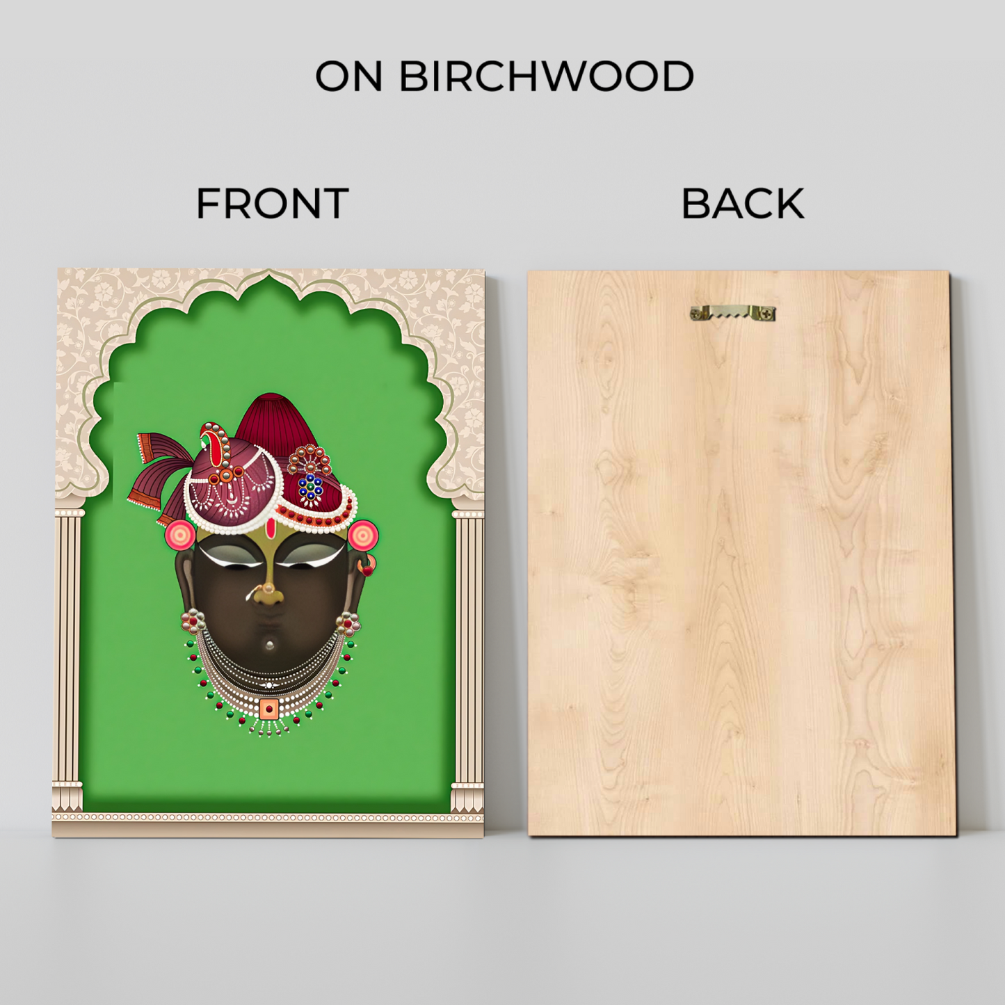 Shrinath Ji Pichwai Wood Print Wall Art Green