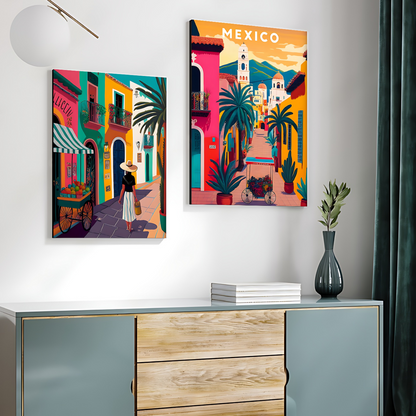 Mexico Colorful Wood Print Wall Art Set of 2