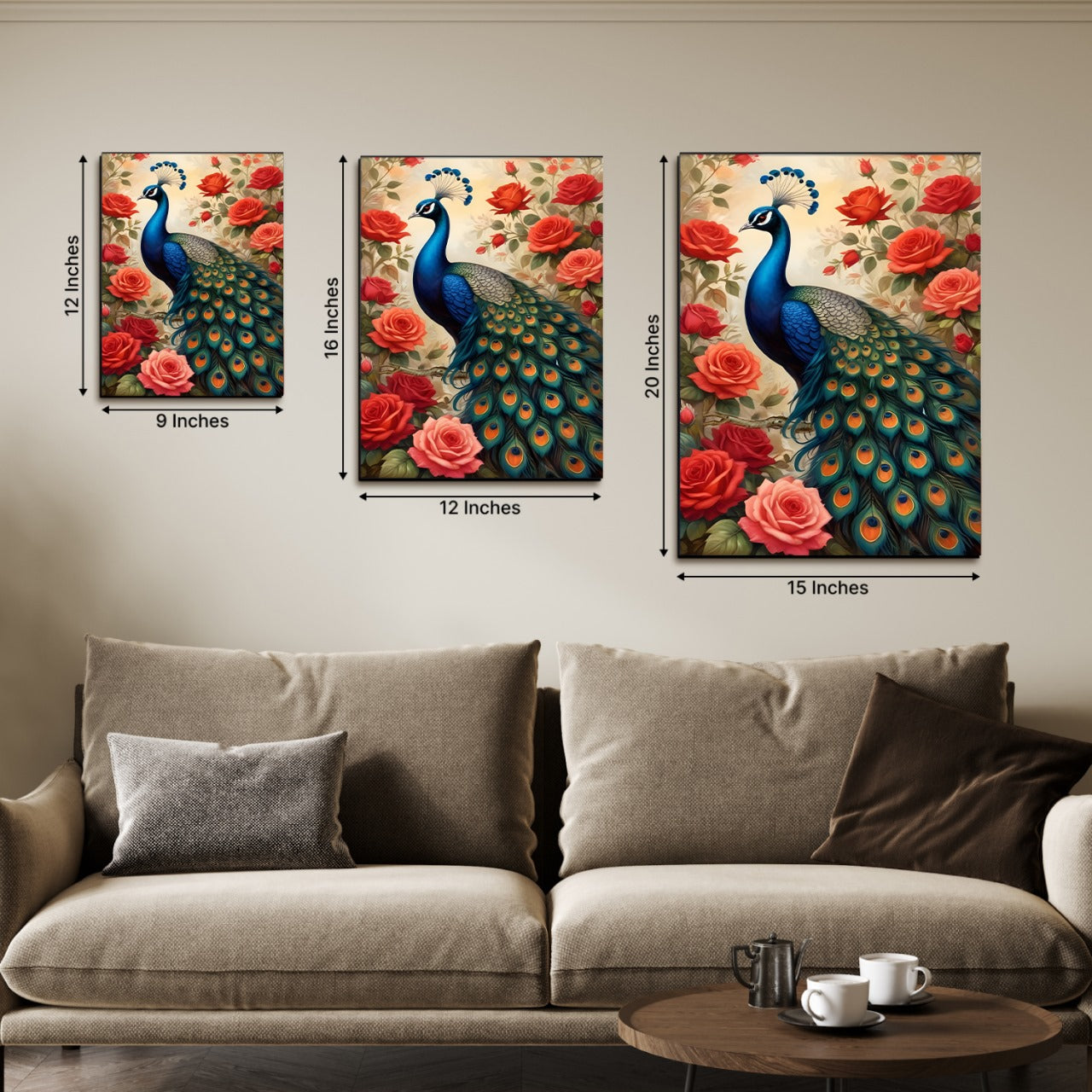 Colorful Peacock and Roses Wood and Acrylic Print Wall Art