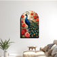 Colorful Peacock and Roses Archshape Wood Print Wall Art