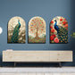 Set of 3 Peacock and Tree Wood Print Wall Art