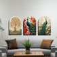 Set of 3 Peacock and Tree Wood Print Wall Art