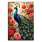 Colorful Peacock and Roses Wood and Acrylic Print Wall Art