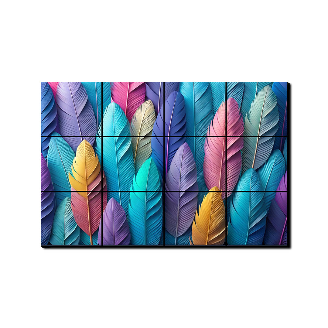 Colorful Feathers Luxury Wall Tiles Set