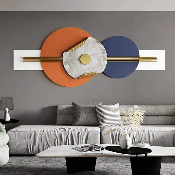 Blue & Orange Modern Layered Metal Wall Art