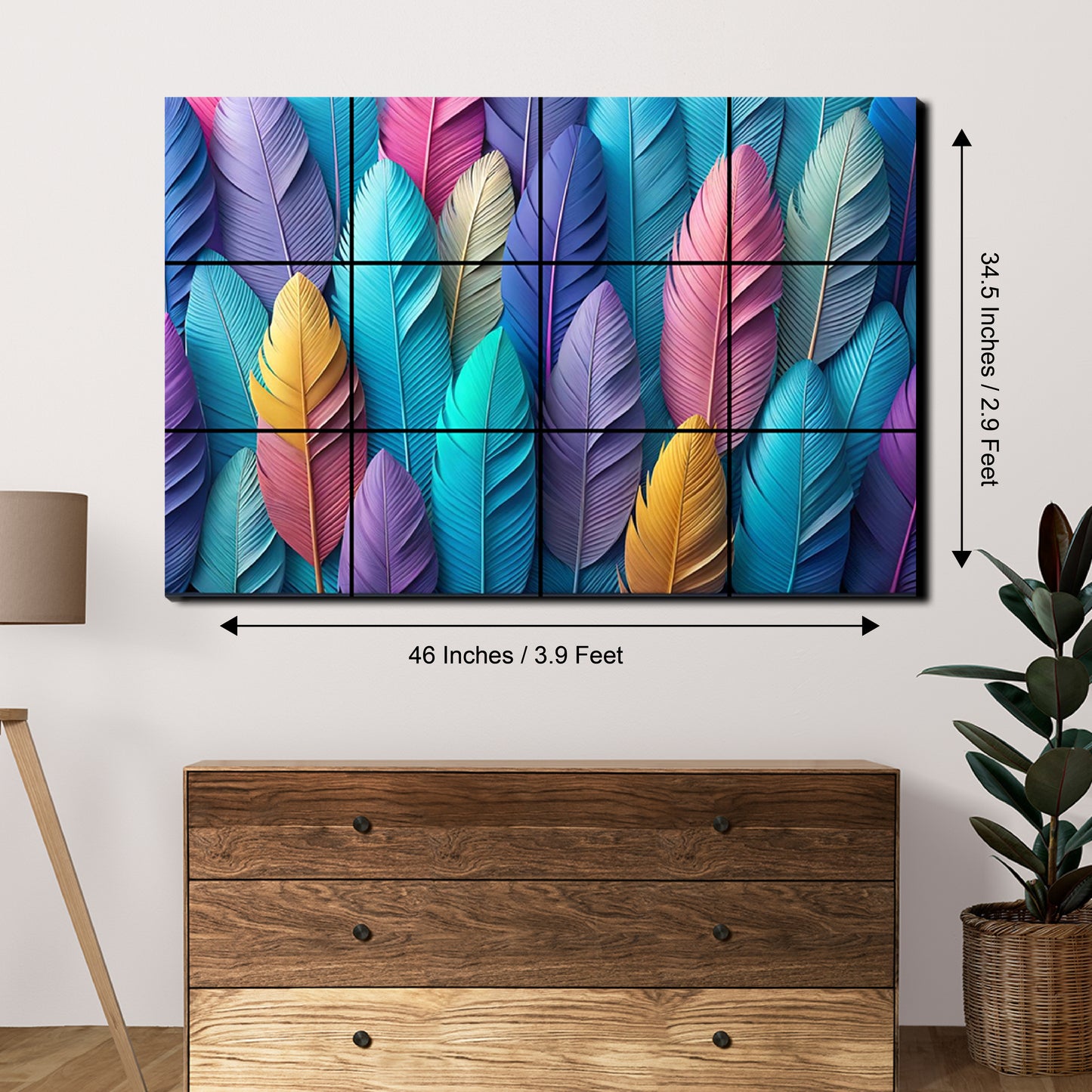 Colorful Feathers Luxury Wall Tiles Set