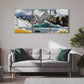 Golden Line Mountains Wood Print Wall Art Set of 3