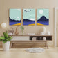 Mountains and Ocean Abstract Wood Print Wall Art Set of 3