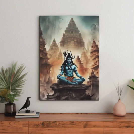 Shiv Ji Mahadev in Kedarnath Wood Print Wall Art