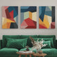 Geometric Abstract Wood Print Wall Art Set of 3