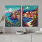 Italy Cinque Terre Wood Print Wall Art Set of 2