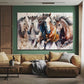 Seven Running Horses Wood Print Wooden Wall Tiles Set