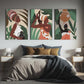 Tribal Women Boho Wood Print Wall Art Set of 3