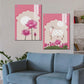 Cow and Lotus Pink Pichwai Wood Print Wall Art Set of 2