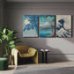 Nature Landscape Blue Wood Print Wall Art Set of 3