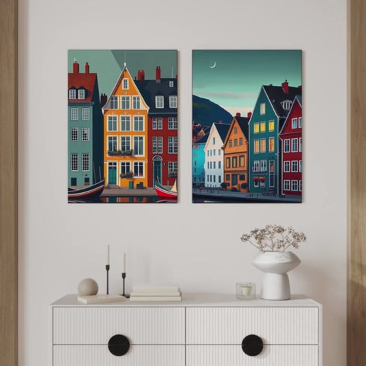 Denmark Travel Wood Print Wall Art Set of 2