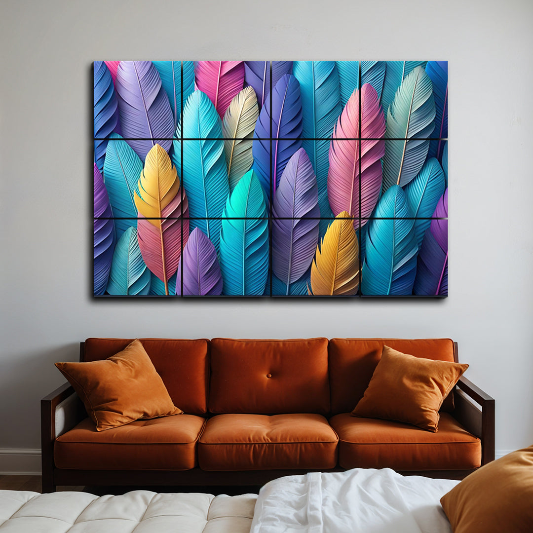 Colorful Feathers Luxury Wall Tiles Set