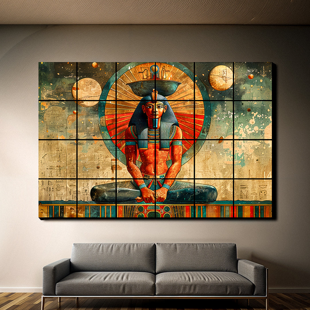 Ancient Egypt Art Wood Print Luxury Wall Tiles Set