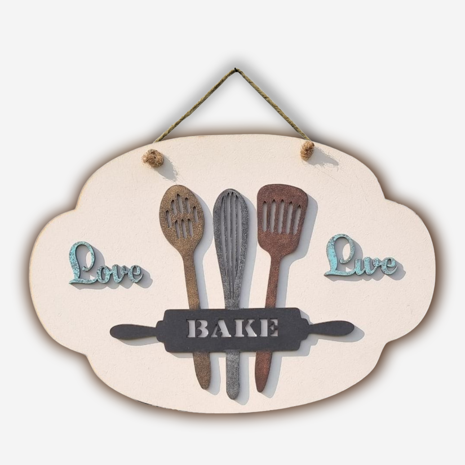 Love, Live and Bake Quote Kitchen Wall Art For Personalization