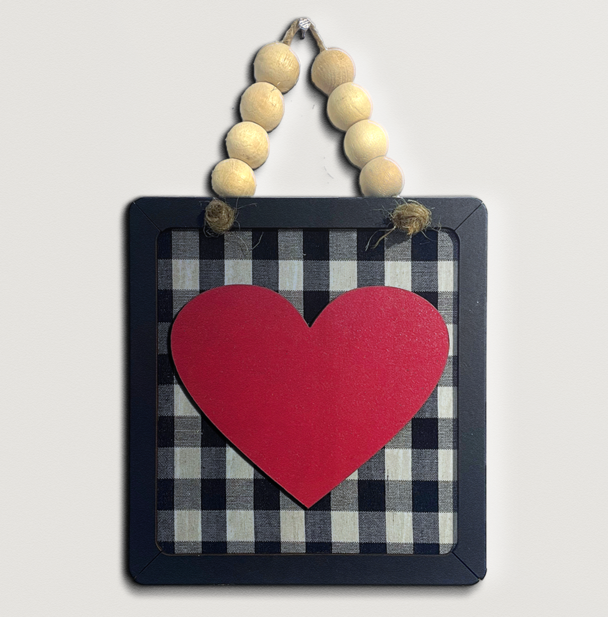 Red Heart in Square Wooden Wall Art