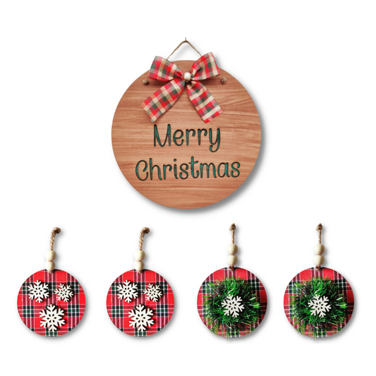 Set of 5 Christmas Decoration Tree and Wall Hangings